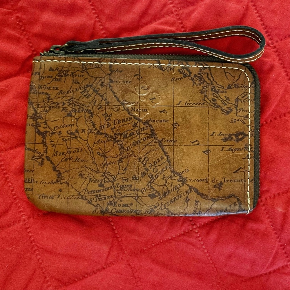 Patricia Nash Cassini Leather Capri Map Print Woman’s Wristlet.